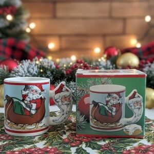 ​🎅 Vintage "I ❤️ Mugs" Santa Sleigh Christmas Mug – NEW IN BOX!